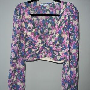Lush Multicolor Floral V-Neck Blouse